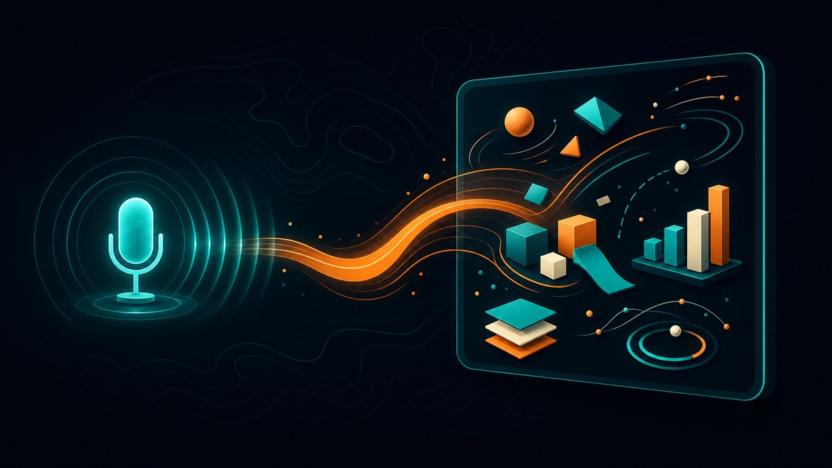 Le principe pour animer ses vidéos sans After Effects : décrire l'animation à la voix et l'IA la transforme en motion design
