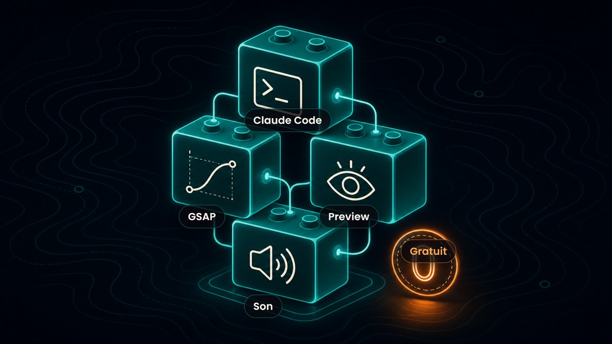 La stack gratuite pour le motion design sans After Effects : l'agent Claude Code, GSAP, la preview maison et les sons, pour zéro euro