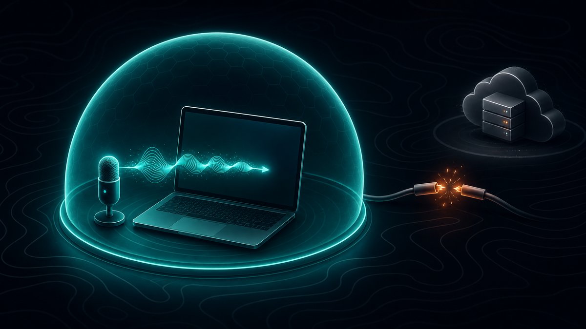 Ta voix entre dans ton ordinateur sous une bulle de protection et n'en sort pas, le lien vers un serveur cloud distant est coupé
