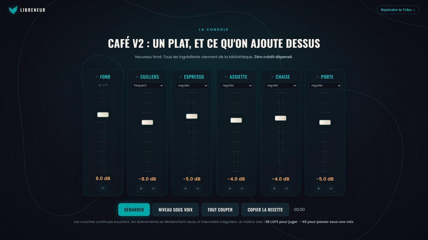 La console : un curseur de fréquence et de volume par son