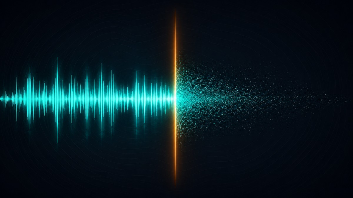 Une onde sonore qui se désintègre en particules au passage d'une frontière
