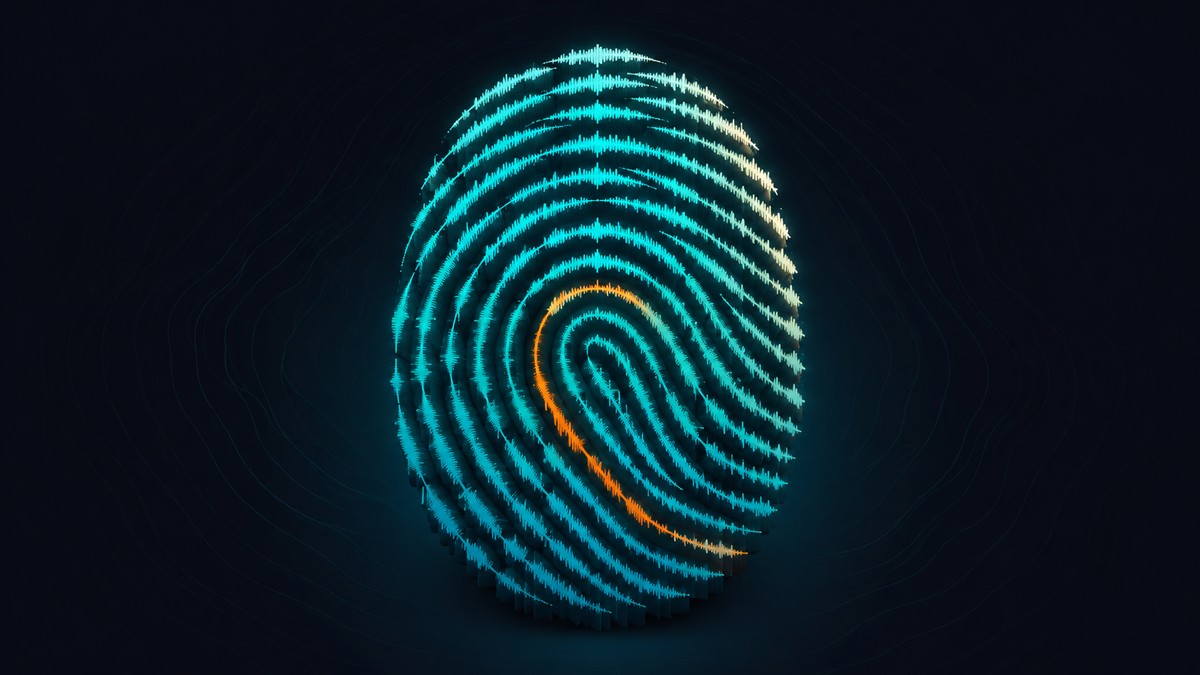 Une onde sonore qui se referme en empreinte digitale